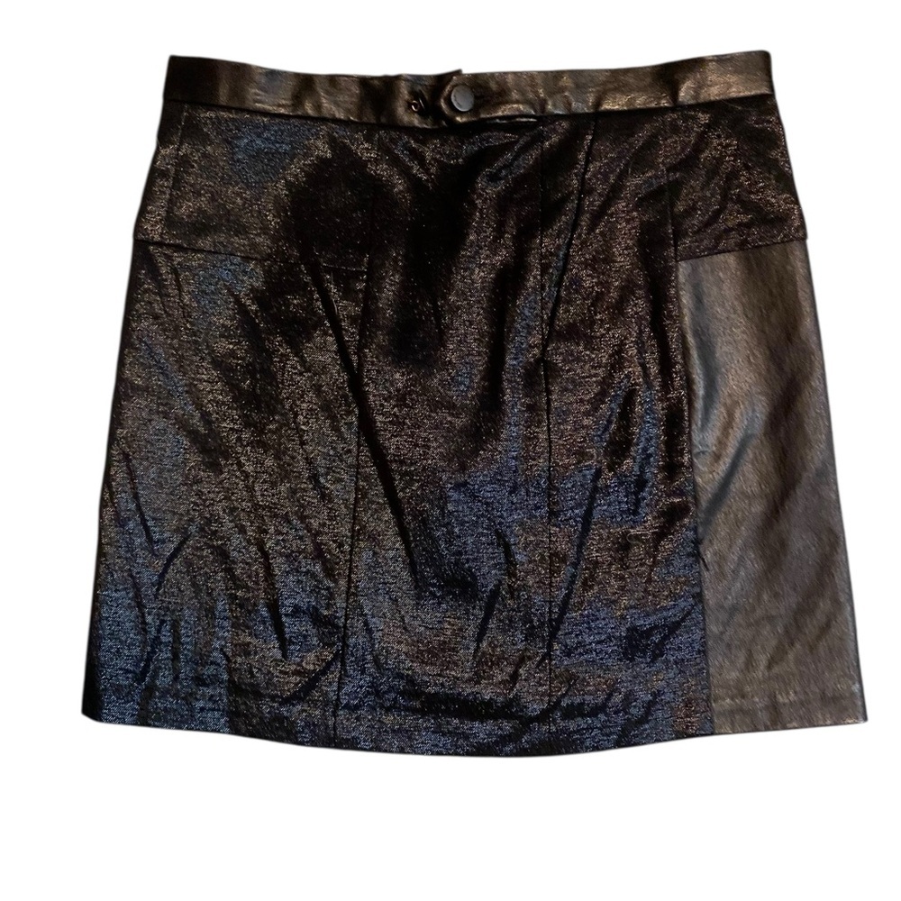 Rag & Bone Wool Leather Mini Skirt Size 25 Black Leather Panel Designer